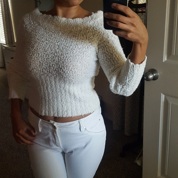 bebe Sweaters - BEBE knitted crop top and scoop neck sweater